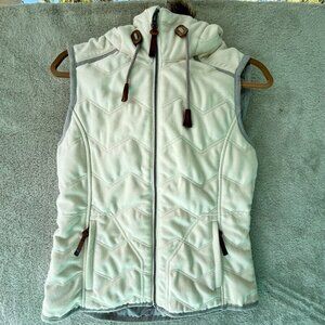 PrAna Calla Hooded Wool Blend Winter Insulated Vest Faux Fur Hood Women's Small